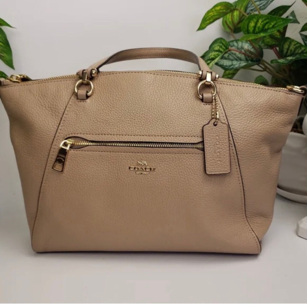 Coach beige Pebbled Leather Crossbody/Satchel Bag